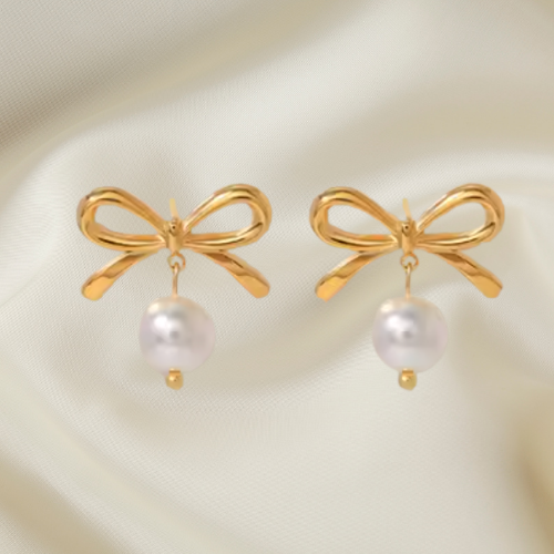 Luisa Bow Pearl Drop Studs