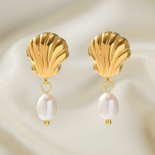 Ariel Shell Pearl Drop Earrings