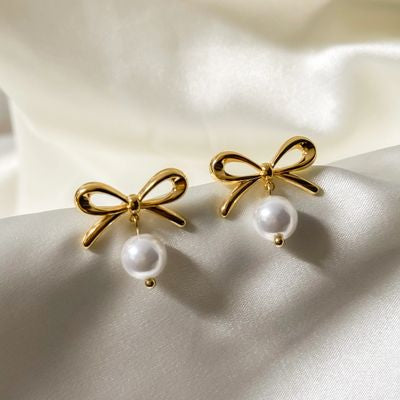 Luisa Bow Pearl Drop Studs