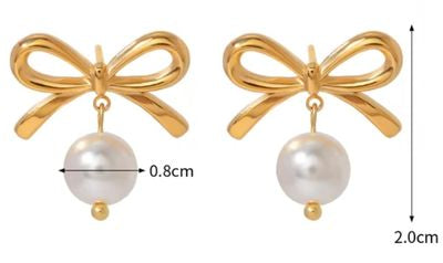 Luisa Bow Pearl Drop Studs