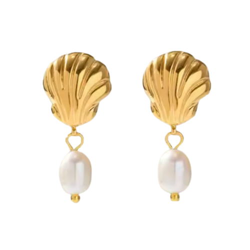 Ariel Shell Pearl Drop Earrings