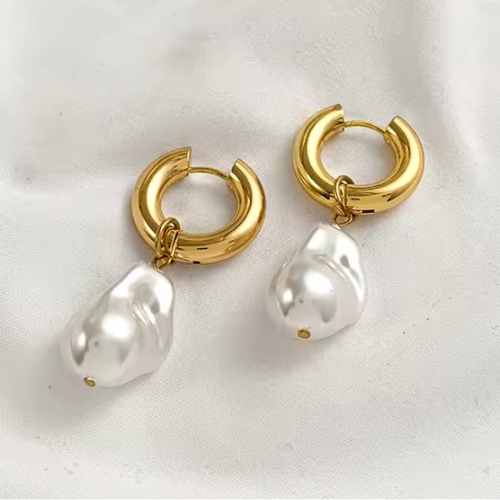 Dahlia Large Pearl Hoops