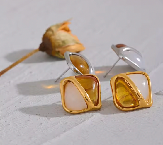 Capri two tone stud earrings
