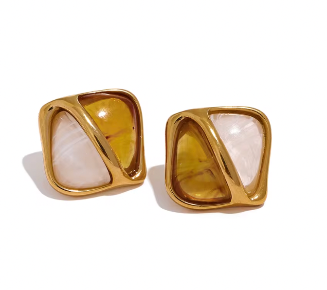 Capri two tone stud earrings