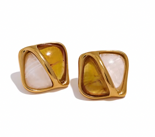 Capri two tone stud earrings