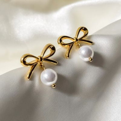 Luisa Bow Pearl Drop Studs